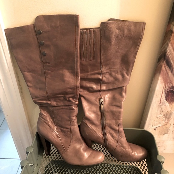 Guess Taupe Knee High Wide Calf Boots 